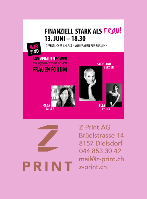 Z-Print AG – Eventsponsoring FrauenForum „finanziell stark als Frau“